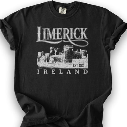 Limerick Ireland Vintage Print T-Shirt - Black