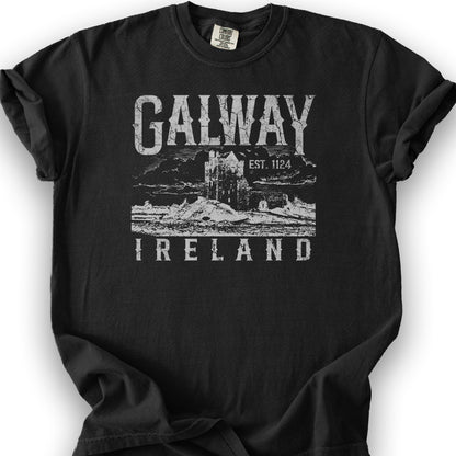 Galway Ireland Vintage Print T-Shirt - Black