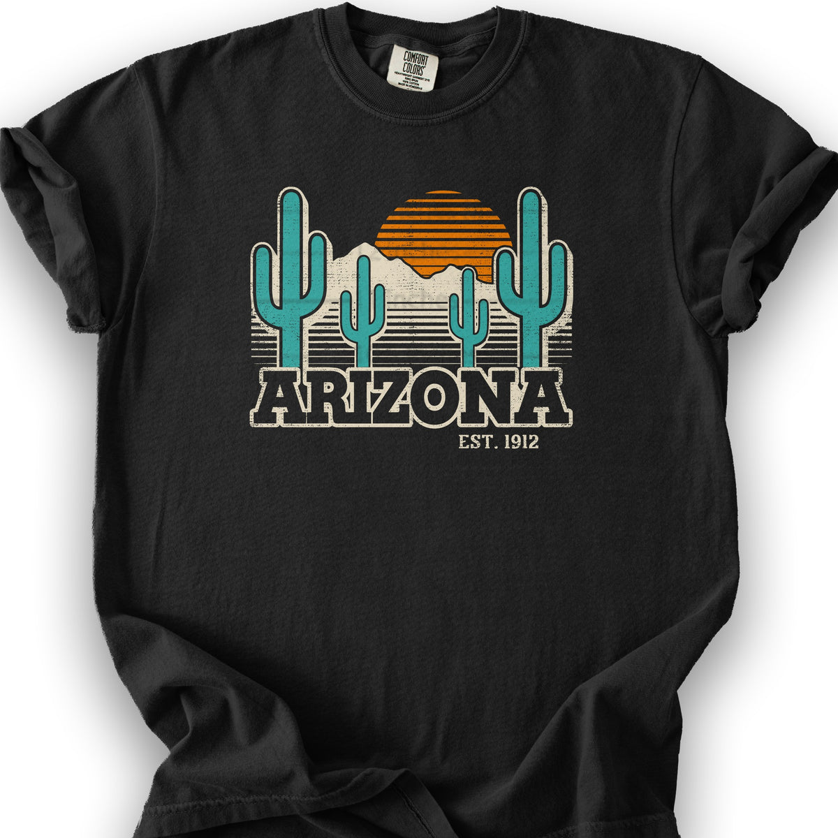 Arizona Retro Cactus T-Shirt - Black