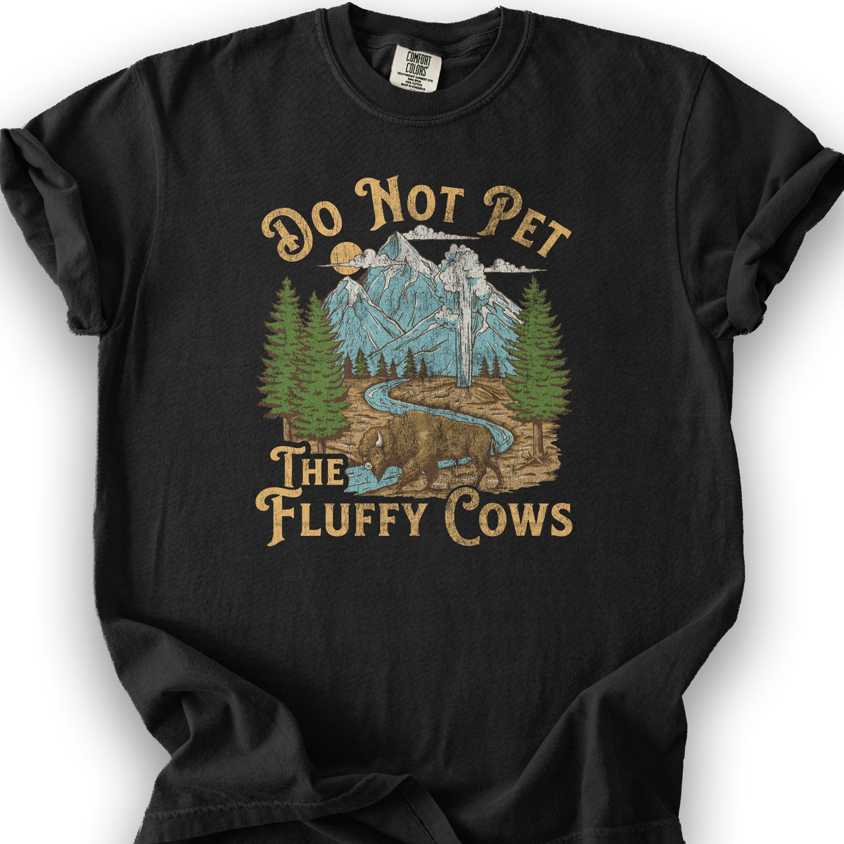 Fluffy Cows Yellowstone T-Shirt - Black