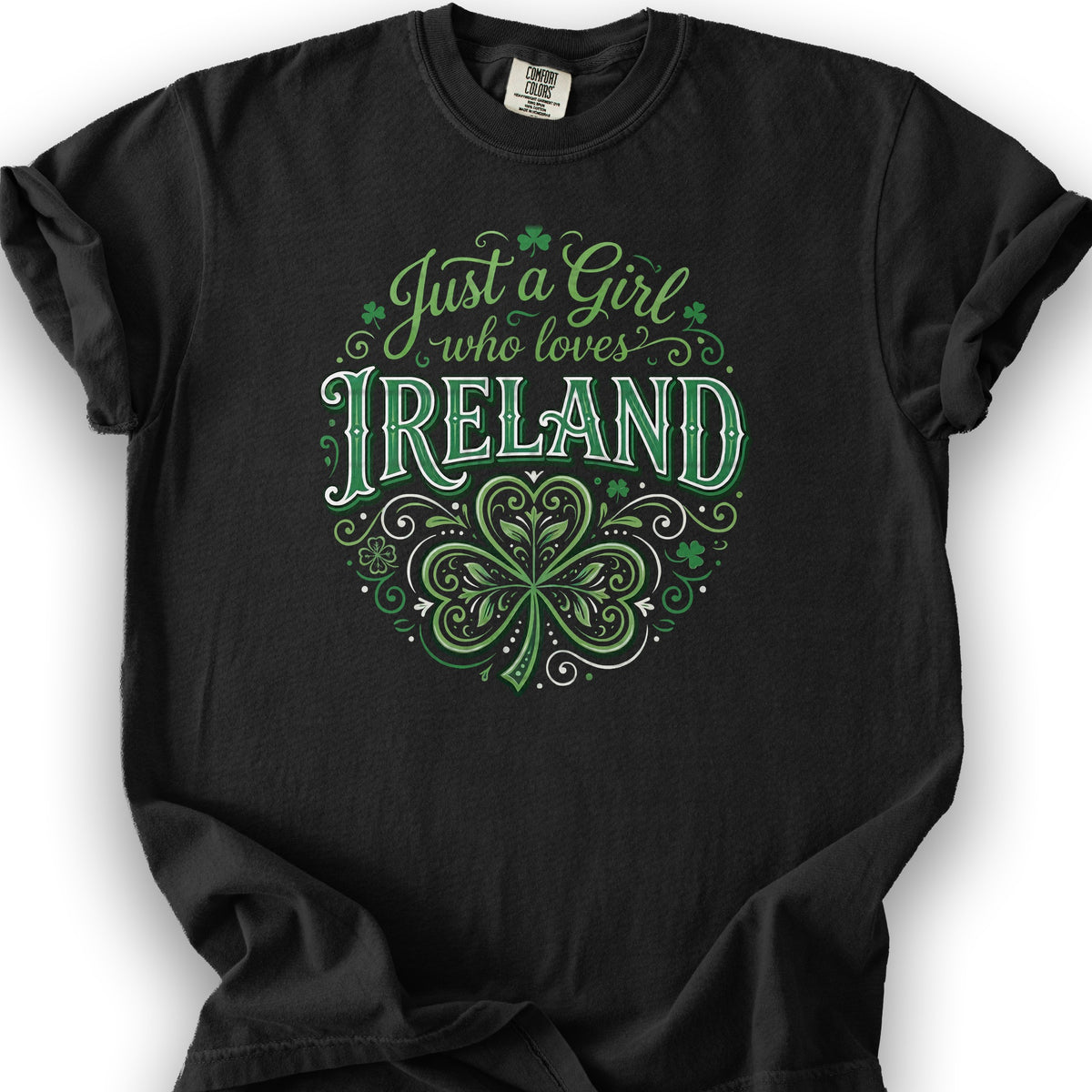 Just A Girl Shamrock T-Shirt - Black