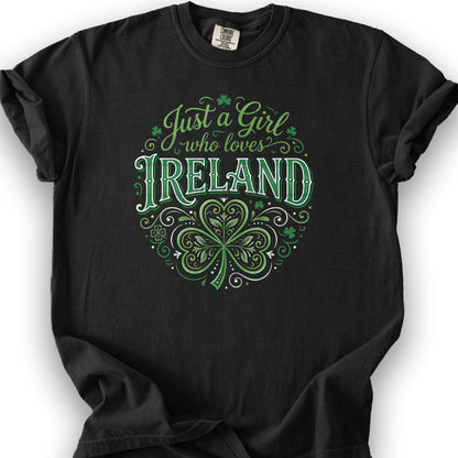 Just A Girl Shamrock T-Shirt - Black