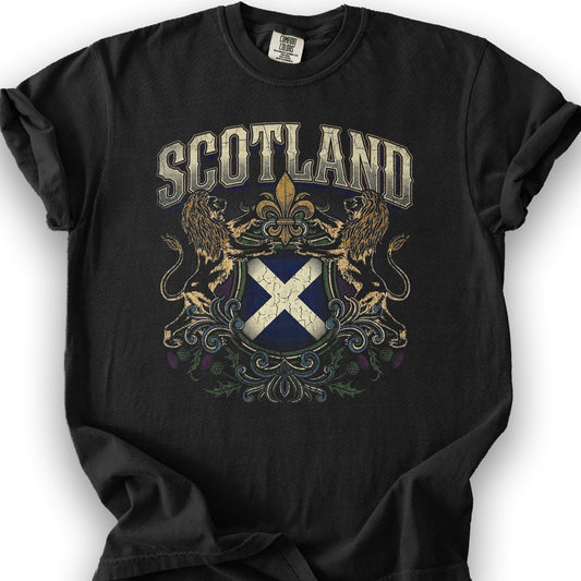 Scotland Rampant Flag T-Shirt - Black