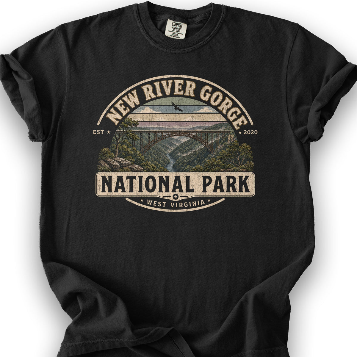 New River Gorge Medallion T-Shirt - Black