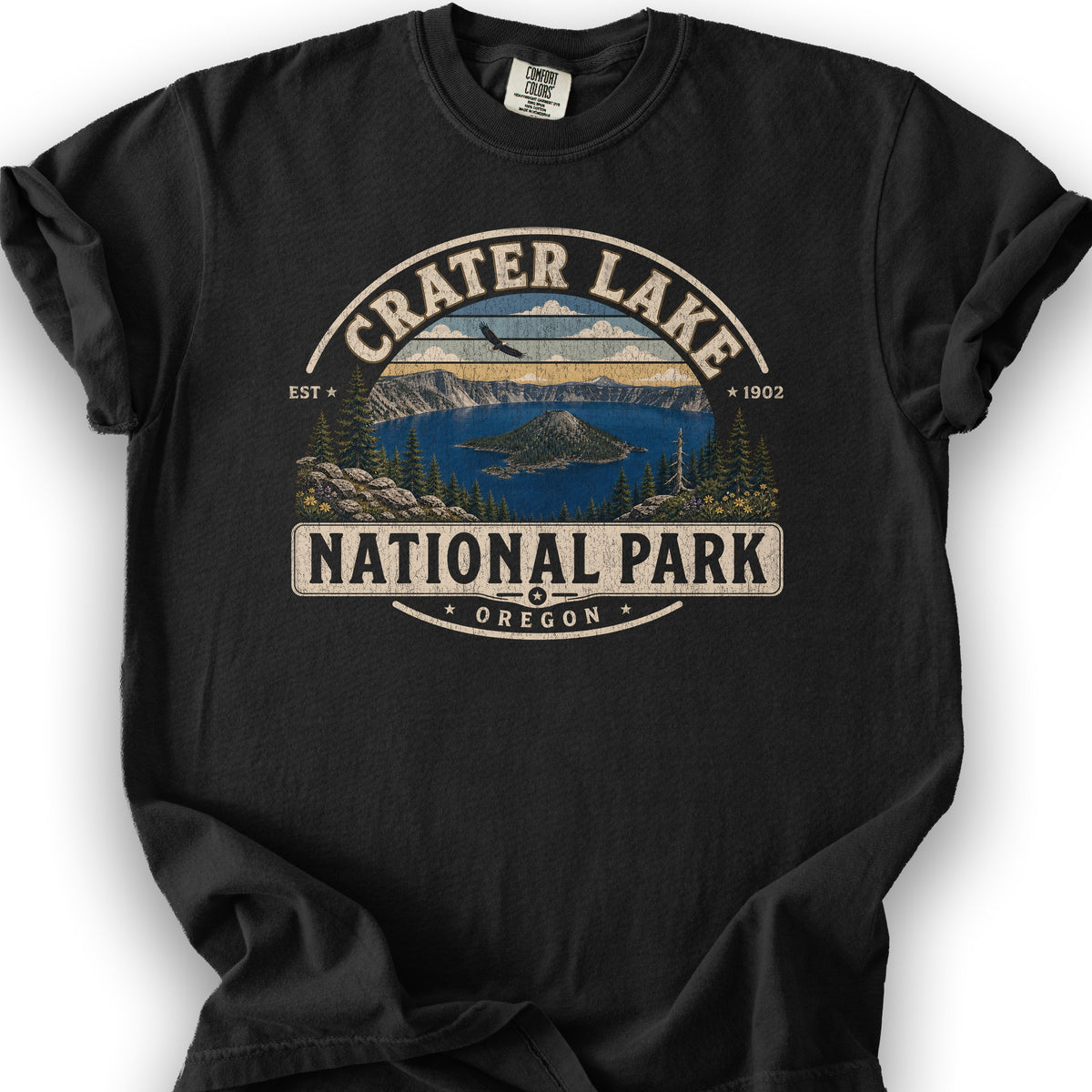 Crater Lake Medallion T-Shirt - Black