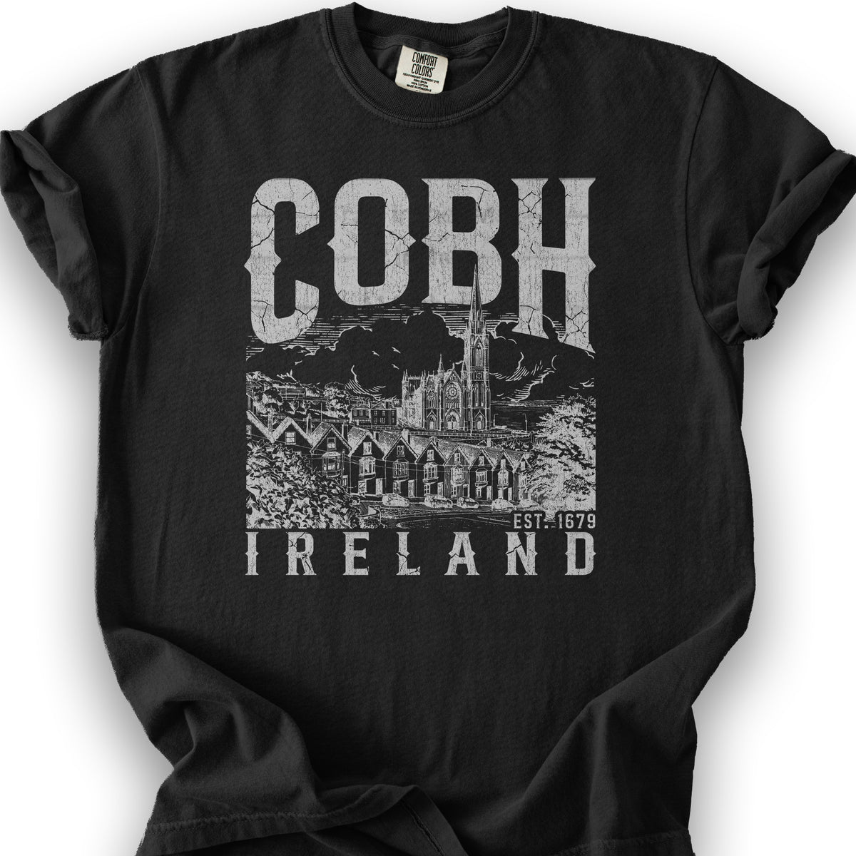 Cobh Ireland Sketch T-Shirt - Black