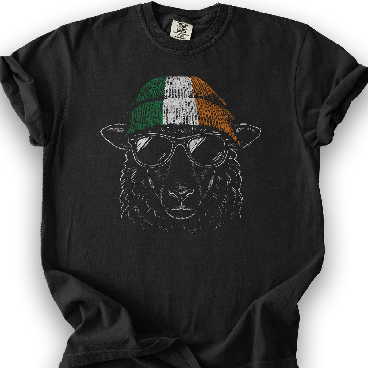 Ireland Sheep Beanie T-Shirt - Black