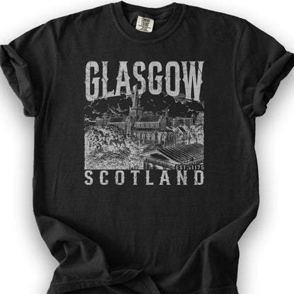 Glasgow Scotland Sketch T-Shirt - Black