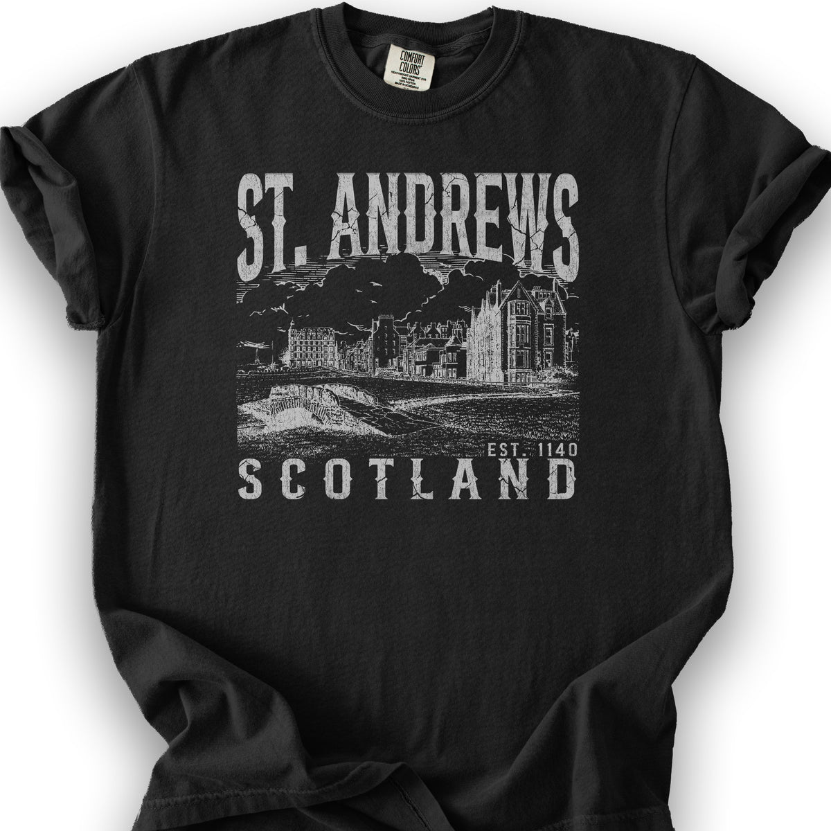 St. Andrews Scotland Sketch T-Shirt - Black