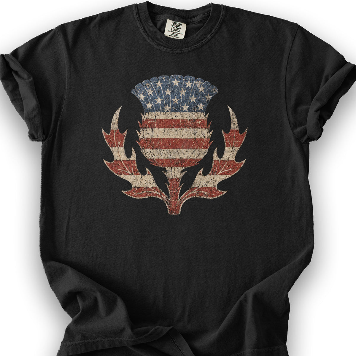 Vintage Flag Thistle T-Shirt - Black