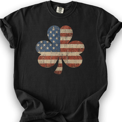 Vintage Flag Shamrock T-Shirt - Black