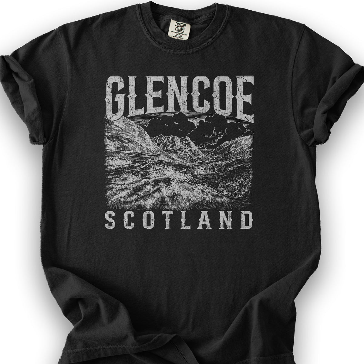 Glencoe Scotland Sketch T-Shirt - Black