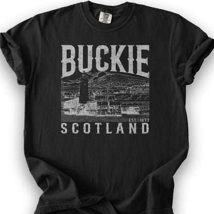 Buckie Scotland Sketch T-Shirt - Black