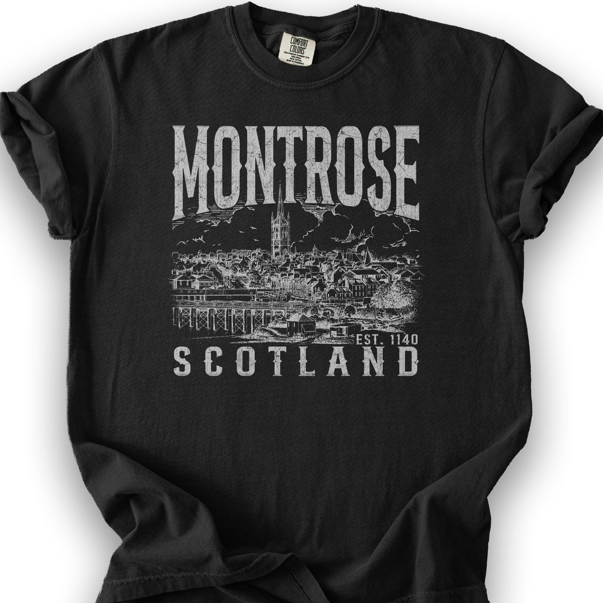 Montrose Scotland Sketch T-Shirt - Black