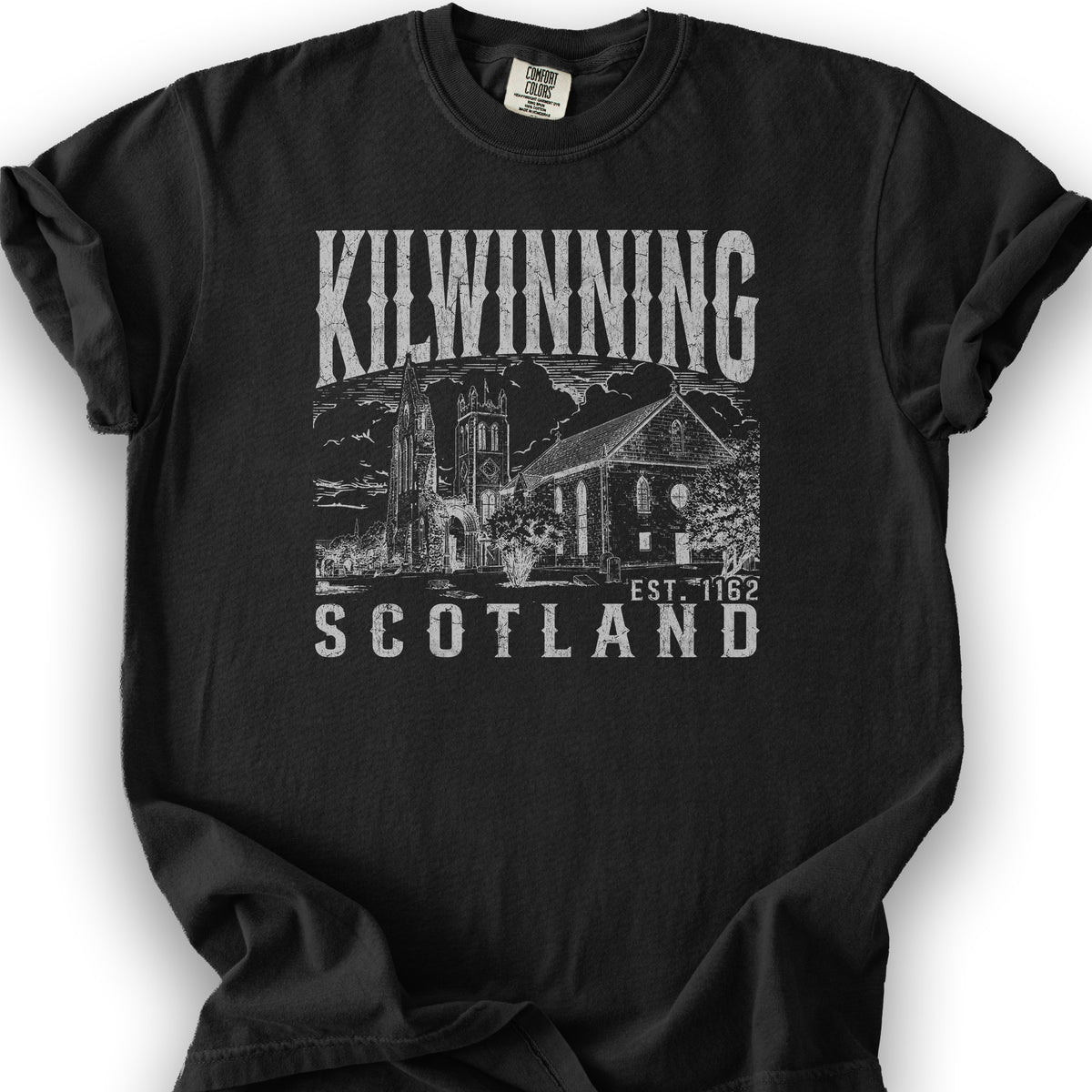 Kilwinning Scotland Sketch T-Shirt - Black