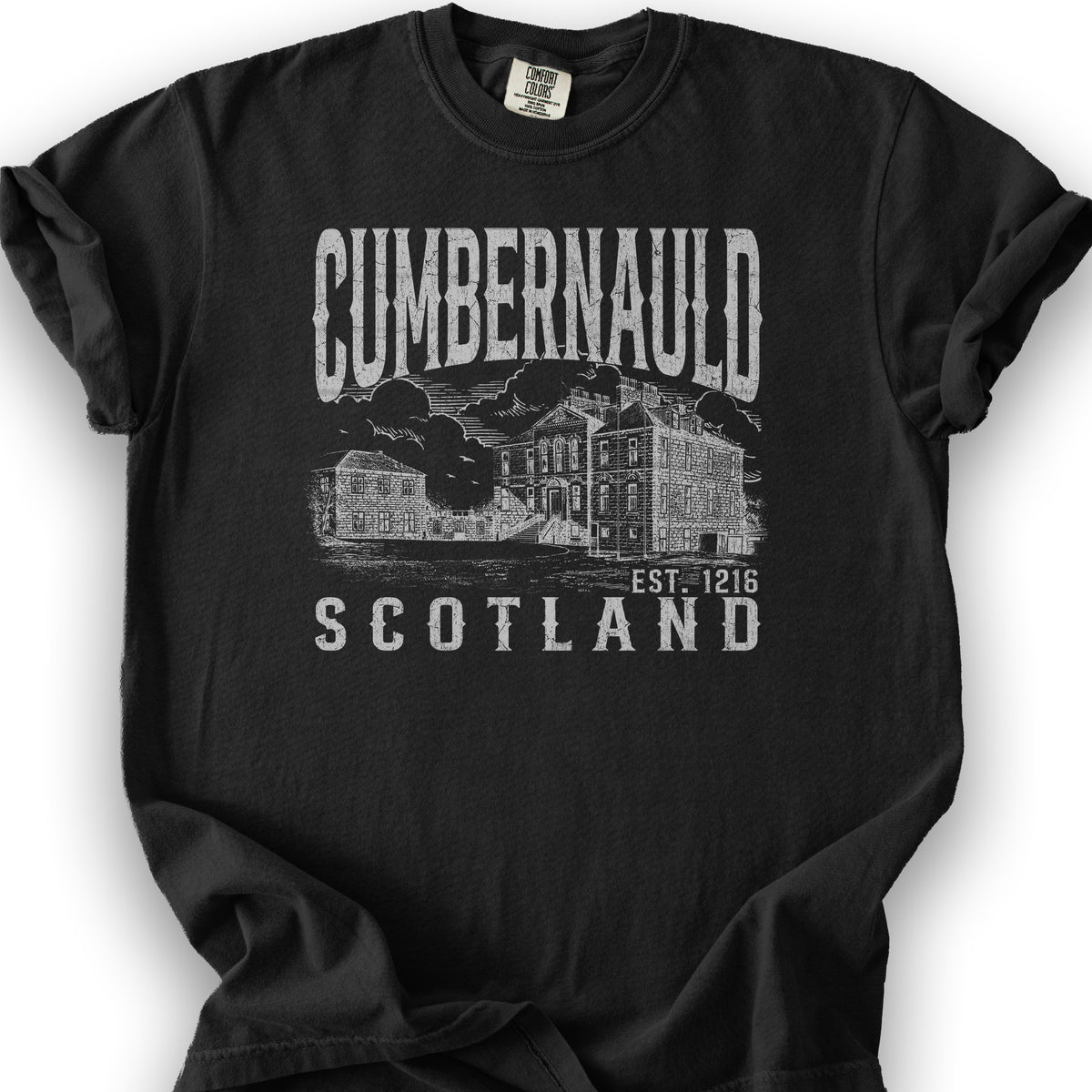 Cumbernauld Scotland Sketch T-Shirt - Black