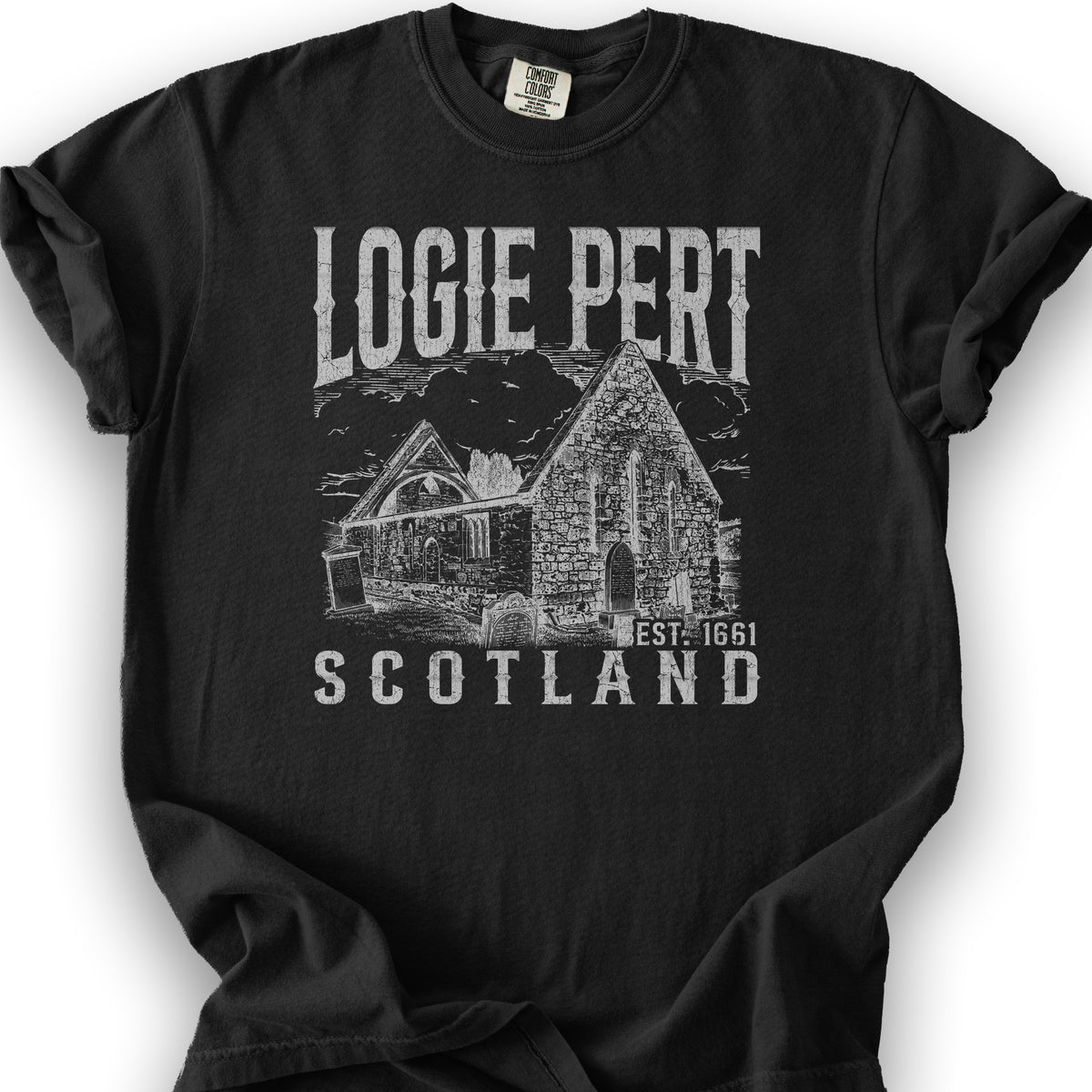 Logie Pert Scotland Sketch T-Shirt - Black