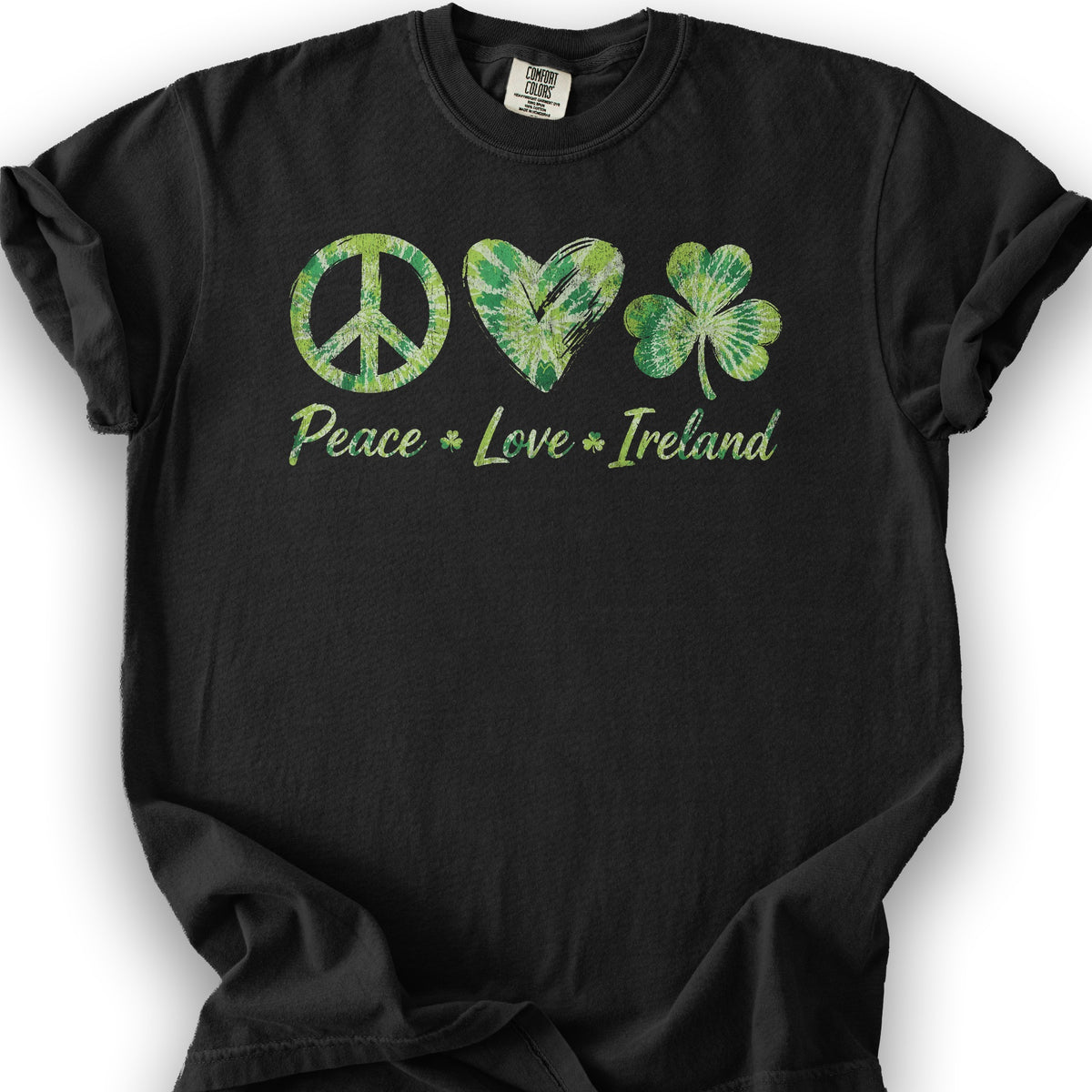 Peace Love Ireland Tie-Dye T-Shirt - Black