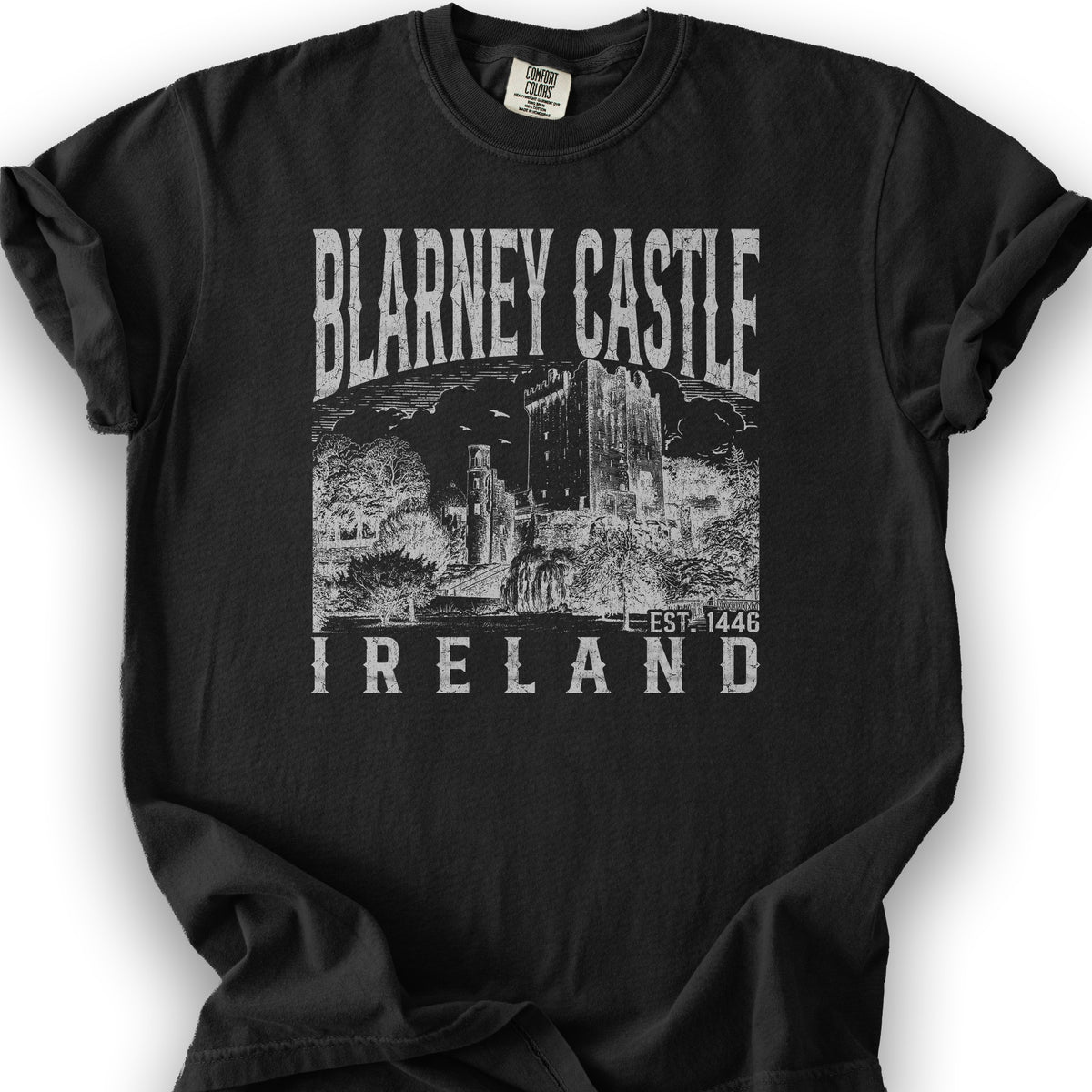 Blarney Castle Ireland Sketch T-Shirt - Black