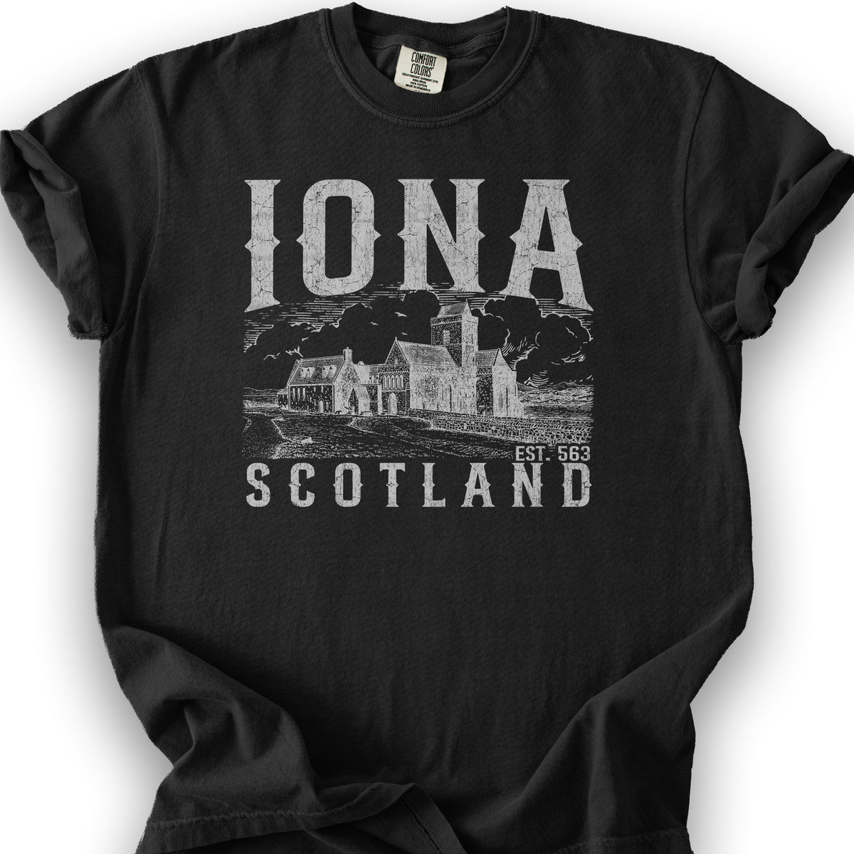 Iona Scotland Sketch T-Shirt - Black