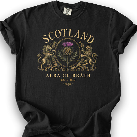 Scotland Heraldry Thistle T-Shirt - Black