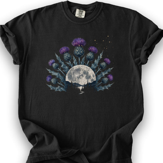 Moonlit Highland Thistles T-Shirt - Black