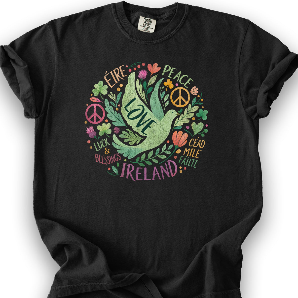 Ireland Peace Dove T-Shirt - Black