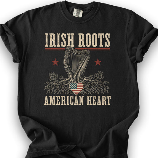 Irish Roots Harp T-Shirt - Black