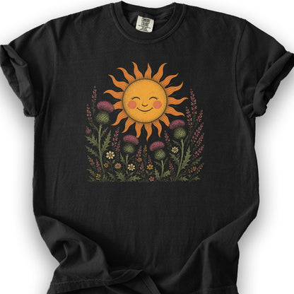 Happy Sun Thistles T-Shirt - Black