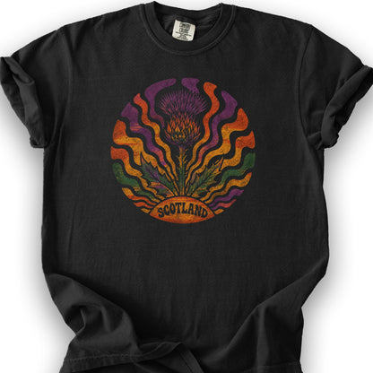 Groovy Scotland Thistle T-Shirt - Black