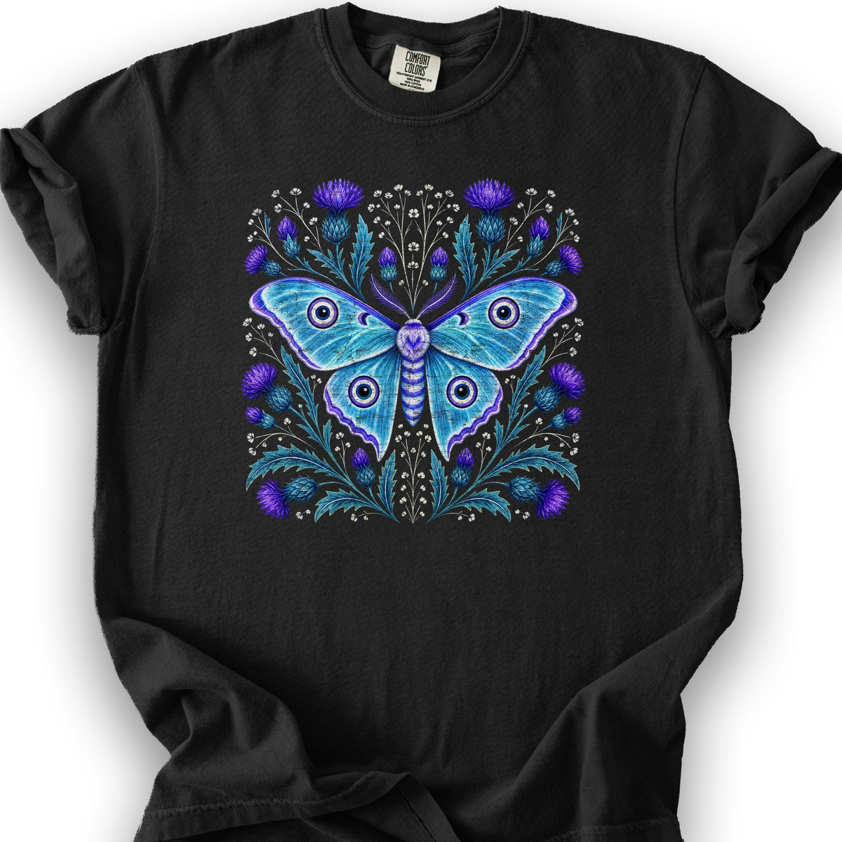 Emperor Moth Thistle T-Shirt - Black