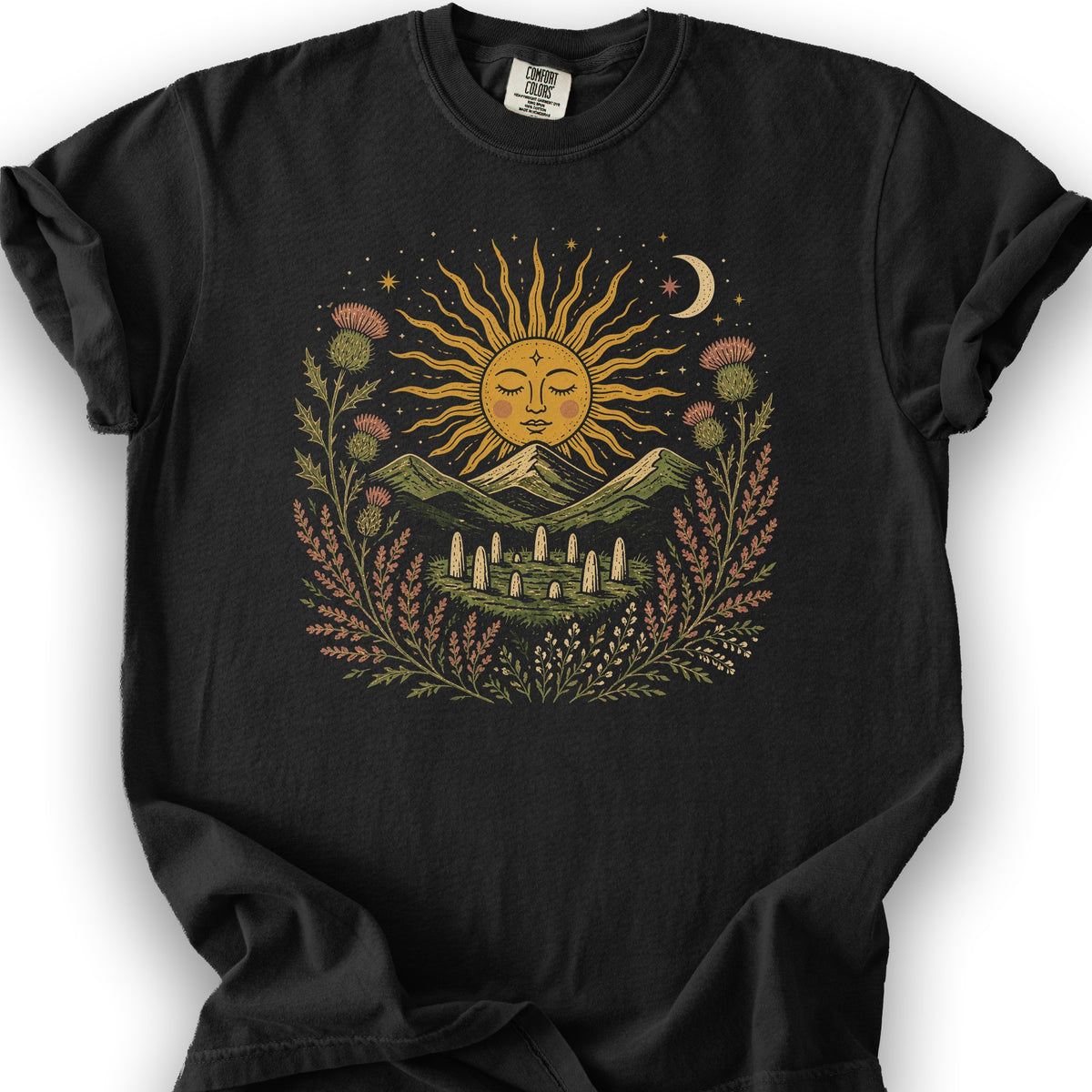 Celestial Standing Stones T-Shirt - Black