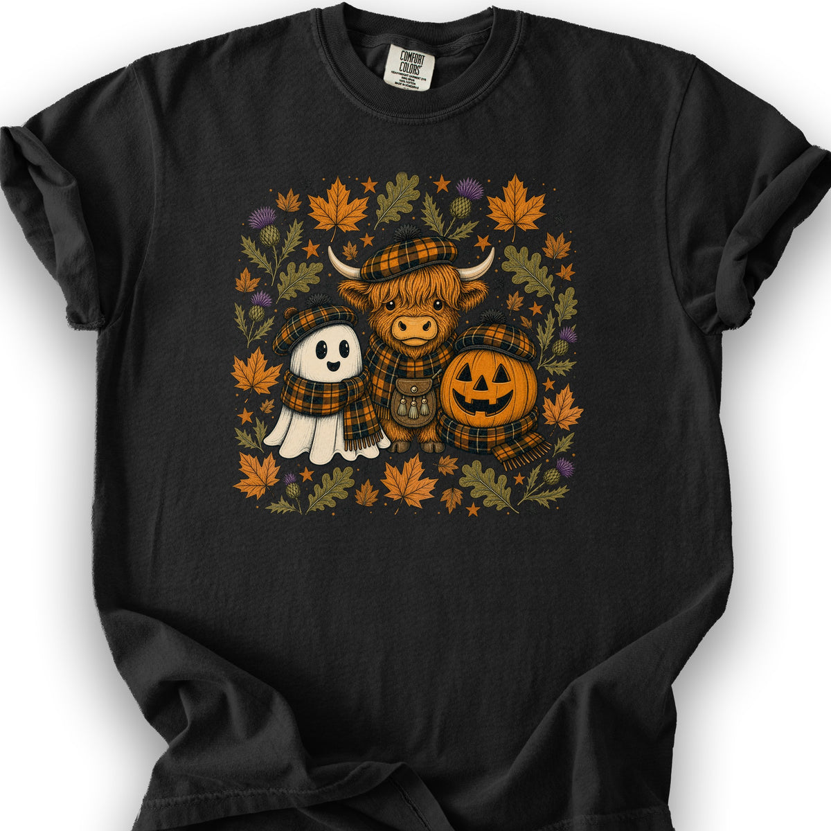 Autumn Plaid Trio T-Shirt - Black