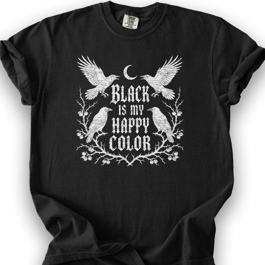 Crow Happy Color T-Shirt - Black