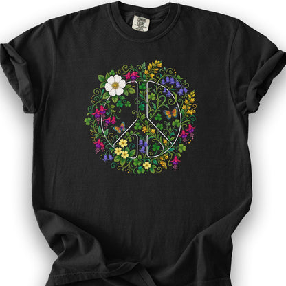 Floral Irish Peace T-Shirt - Black