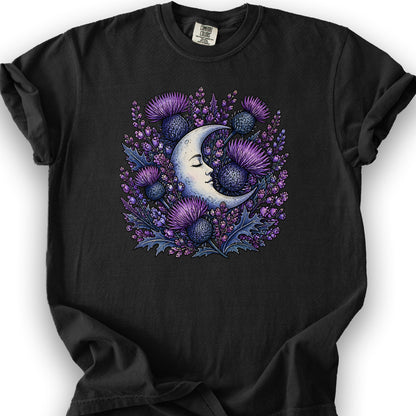 Botanical Moon Thistle T-Shirt - Black