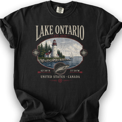 Lake Ontario Retro 90's T-Shirt - Black