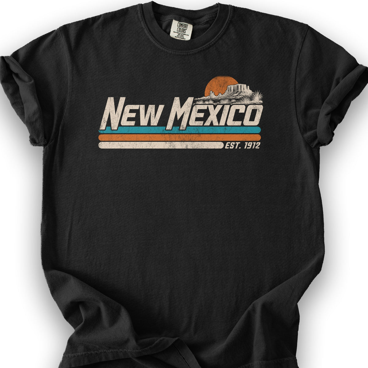 New Mexico Retro Stripe T-Shirt - Black