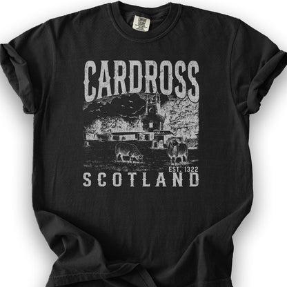 Cardross Scotland Sketch T-Shirt - Black