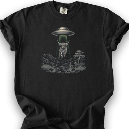 Highland Coo UFO T-Shirt - Black