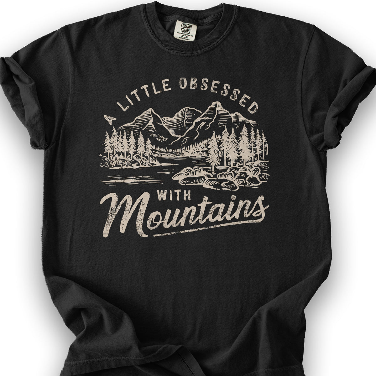 "A Little Obsessed with Mountains" T-Shirt - Black