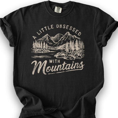 "A Little Obsessed with Mountains" T-Shirt - Black