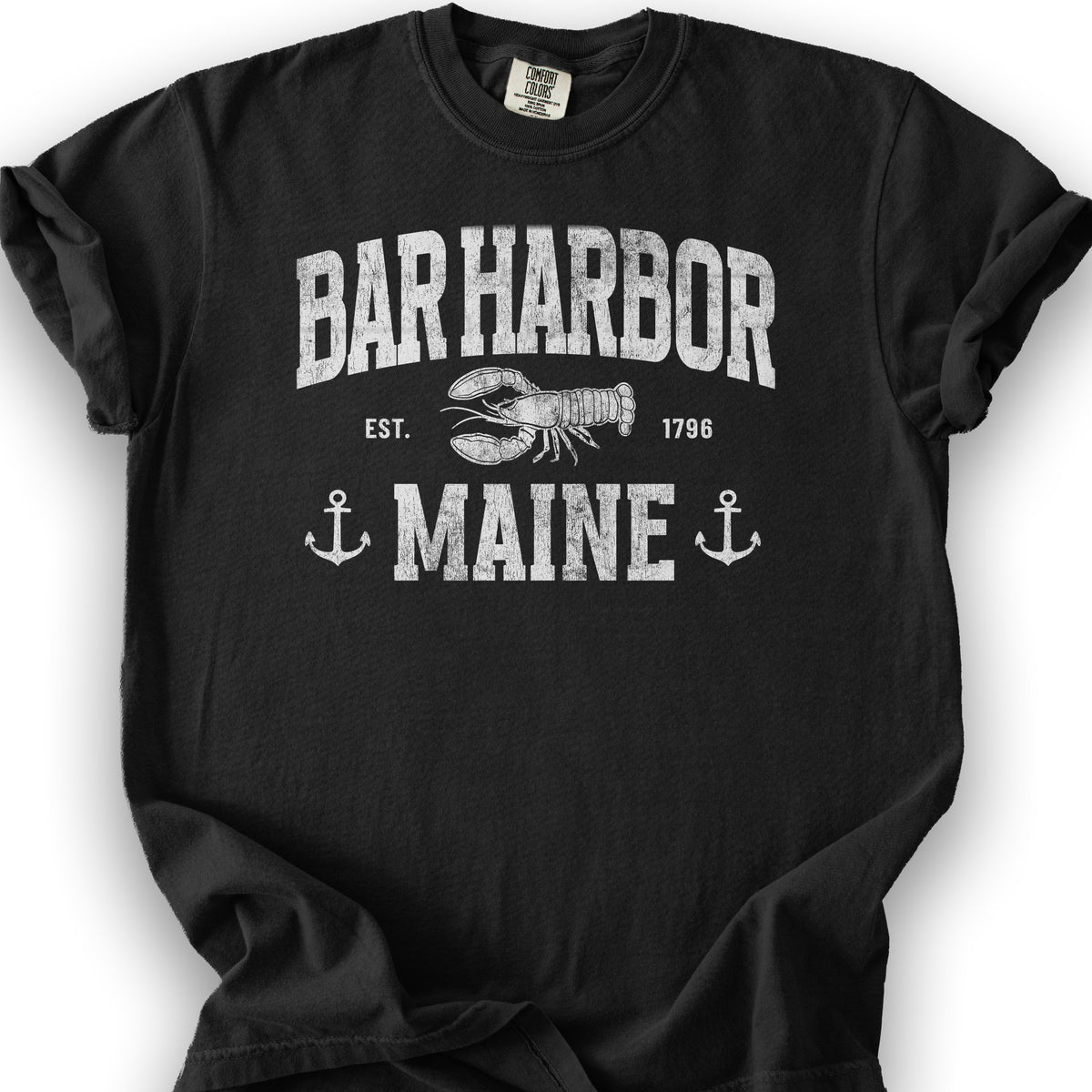 Bar Harbor Maine "Nautical Lobster" T-Shirt - Black
