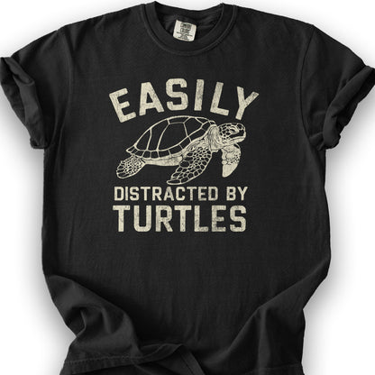 Easily Distracted By Turtles T-Shirt - Black
