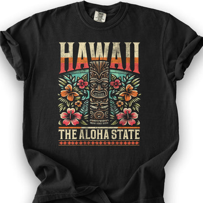 Hawaii The Aloha State "Tiki" T-Shirt - Black