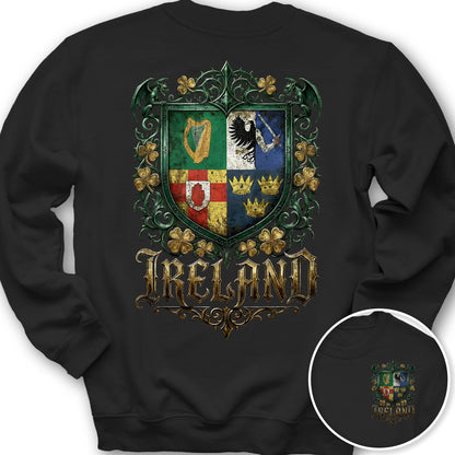 Irish Gothic Arms Front/Back Print Sweatshirt - Black