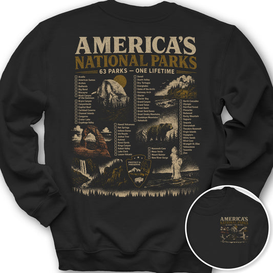 Vintage Parks Checklist Front/Back Print Sweatshirt - Black