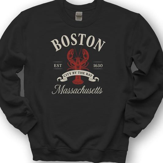 Boston City By the Bay Lobster Sweatshirt - Black