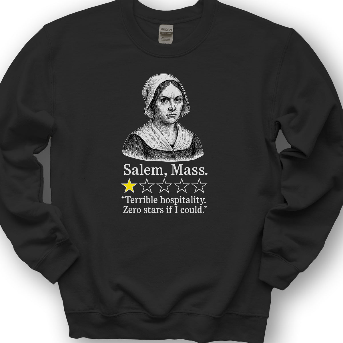 Salem Massachusetts "1 Star Review" Sweatshirt - Black