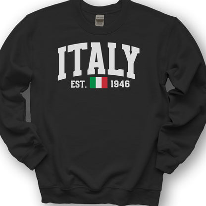Italy Varsity Flag Sweatshirt - Black